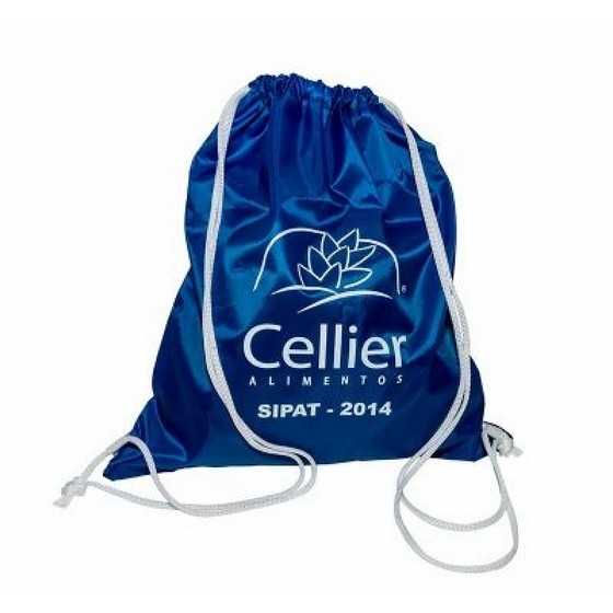 Mochilas Sacolas em Tactel Personalizadas Brooklin - Mochila Sacola em Tactel Personalizada